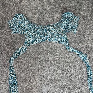 Blue Floral Tie Back Top from SHEIN!